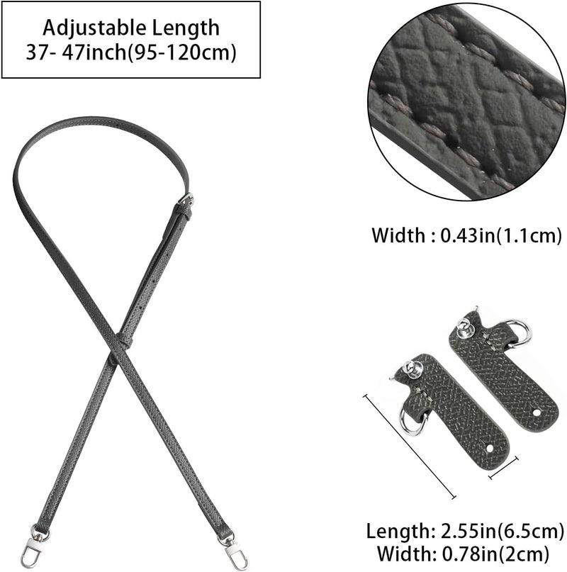 KOMHPS Purse Straps Replacement, Leather Handbag Crossbody Shoulder Strap Kit Adjustable for Mini Longcamp Tote Bag Women - Image 2